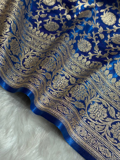 Satin Silk Jaal in Royal Blue Shades SS21