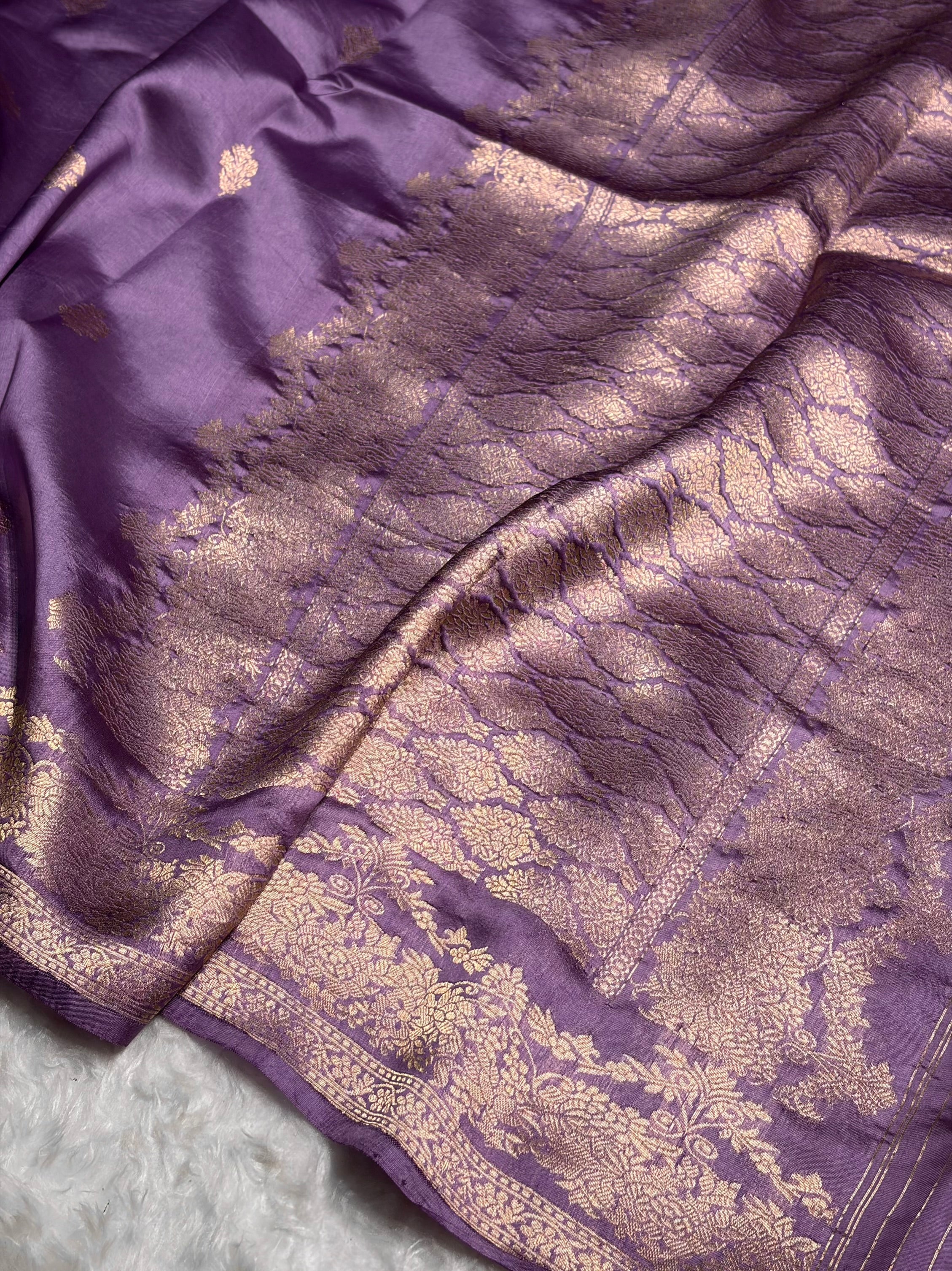Lavender Shades Handwoven Pure Raw Mango Silk RM-52