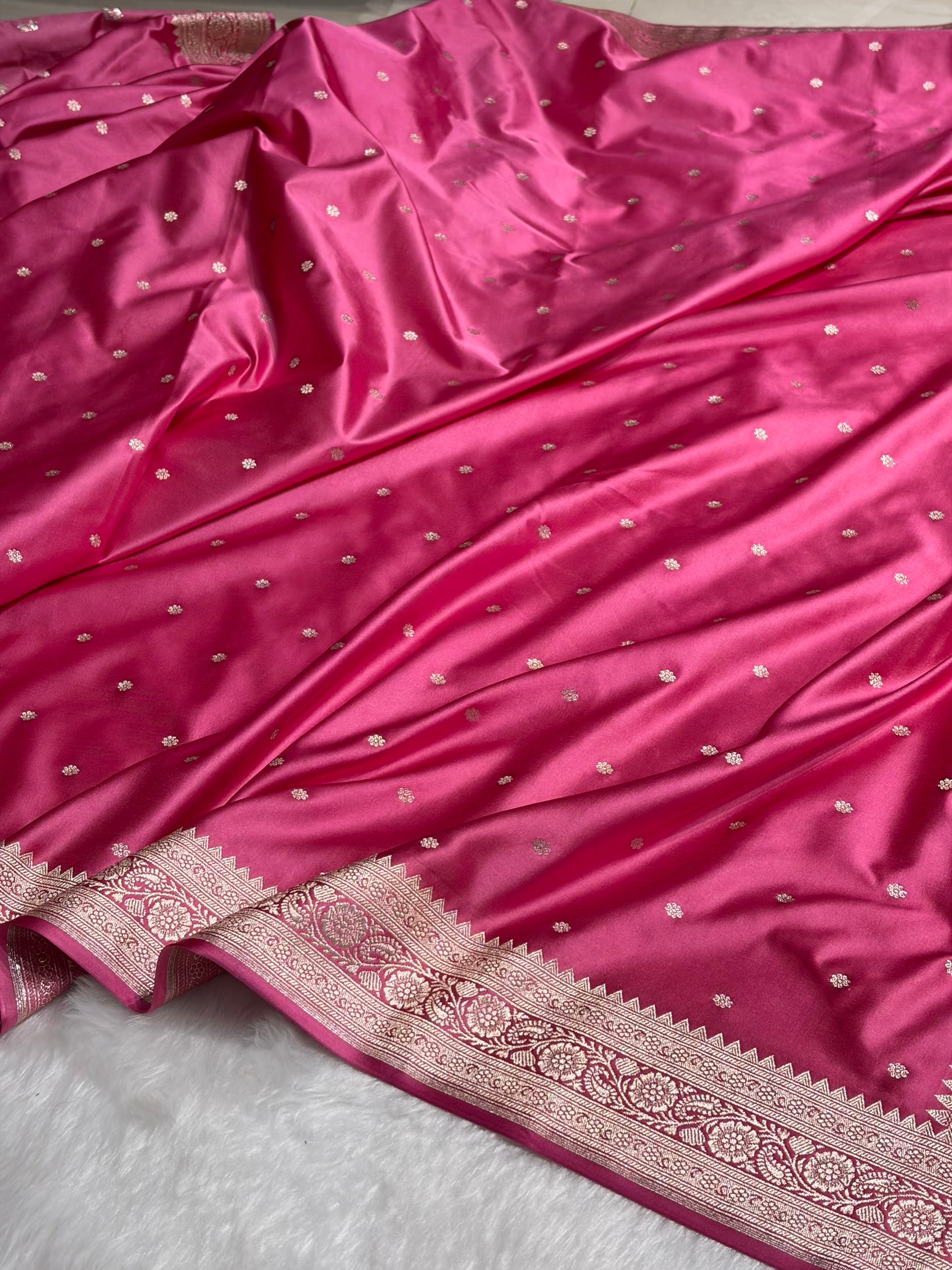 Baby Pink Booti Mashru Silk Saree MS26