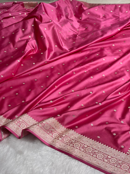Baby Pink Booti Mashru Silk Saree MS26