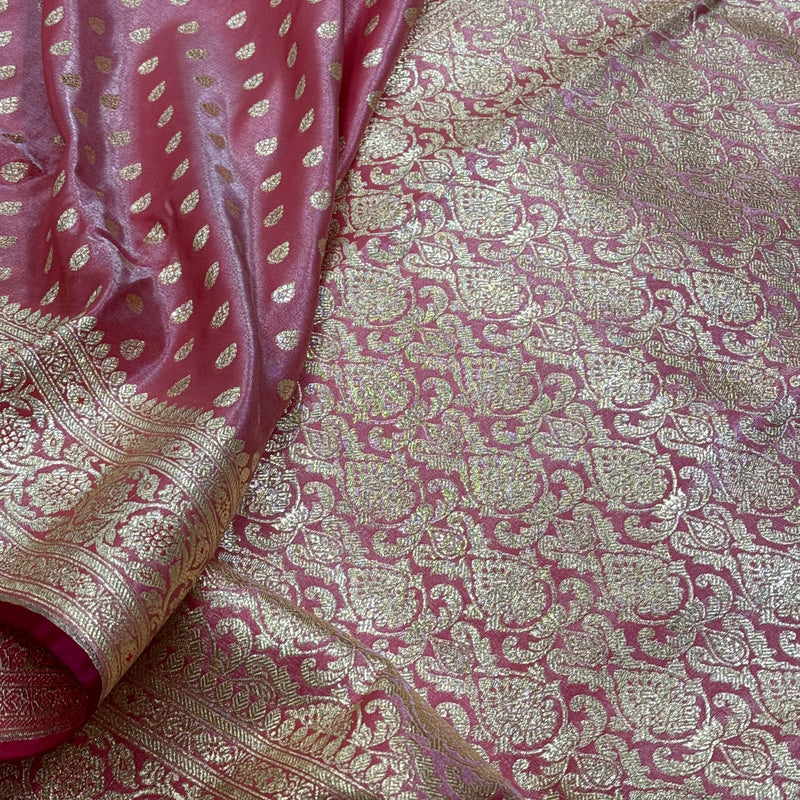 Satin Silk Booti in Baby Pink Shades SS01