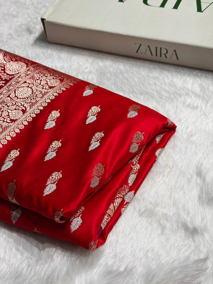 Red Shades Floral Booti Mashru Silk Saree MSM-69