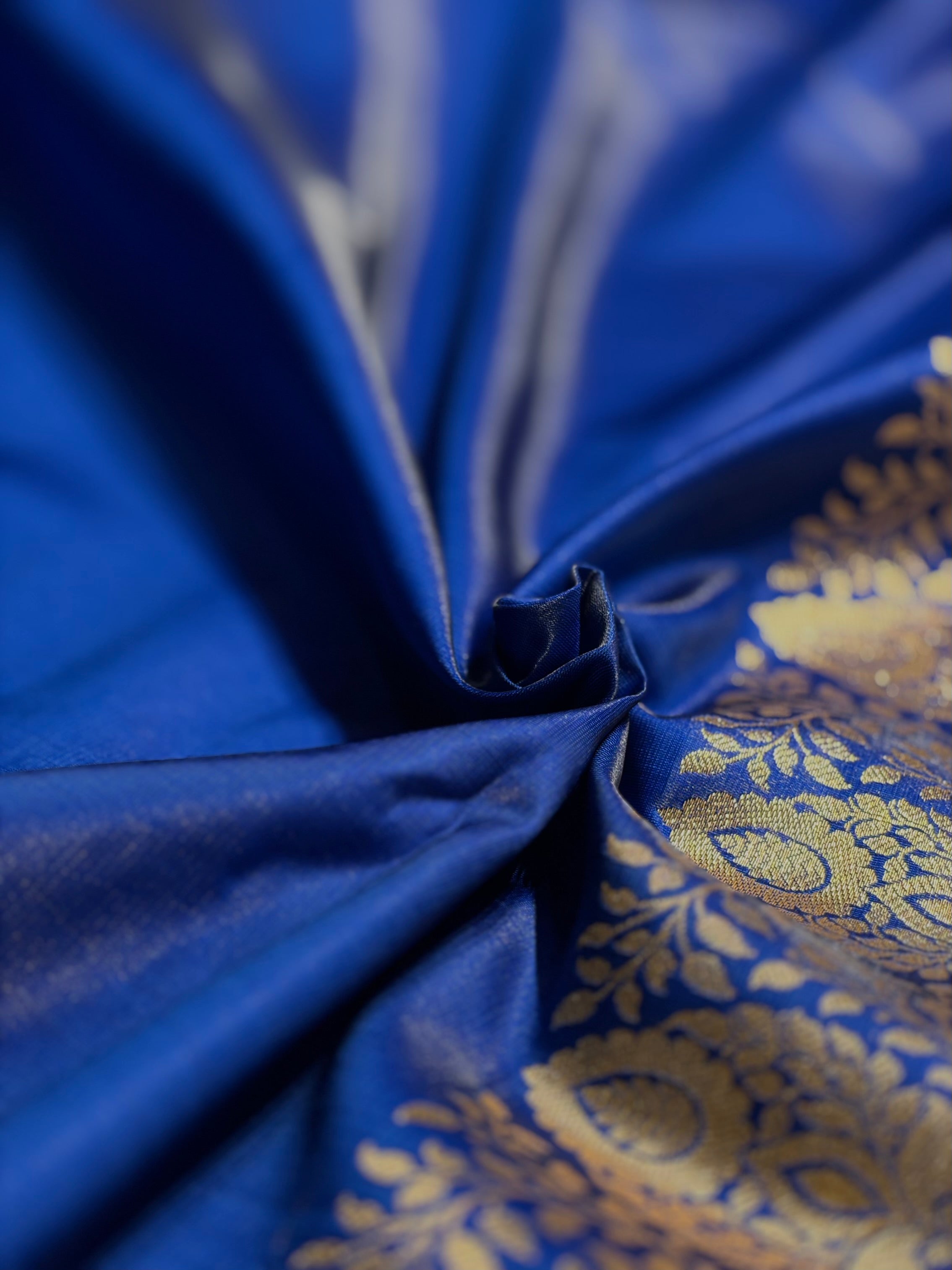 Ultra Light Weight Satin Silk Boota in Cross Royal Blue Shades SS31