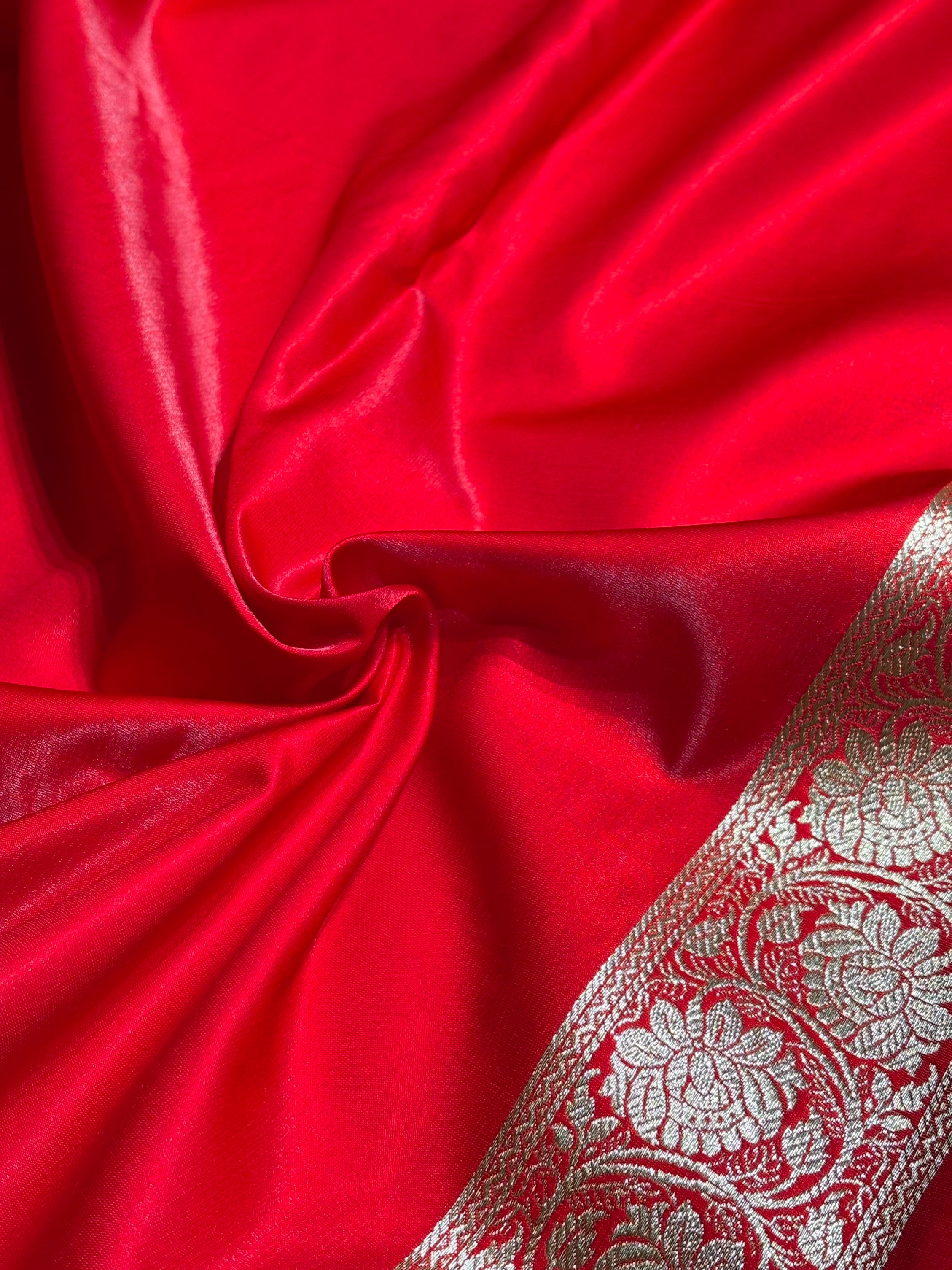 Red Shades Banarasi Satin Silk Saree SS34