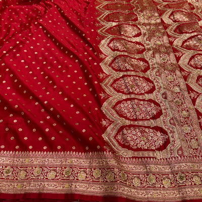 Bridal Red Katan Silk with Ari and Stone BSK01