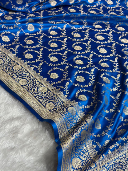 Banarasi Satin Katan Saree With Boota in Firozi Shades SK118