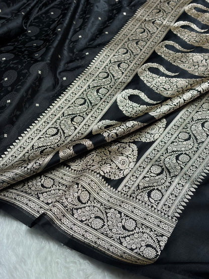 Black Shades Tanchoi Motif Mashru Silk Saree MST-11