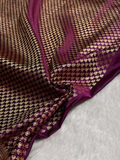 Wine Pattern Satin Katan Silk saree SK37