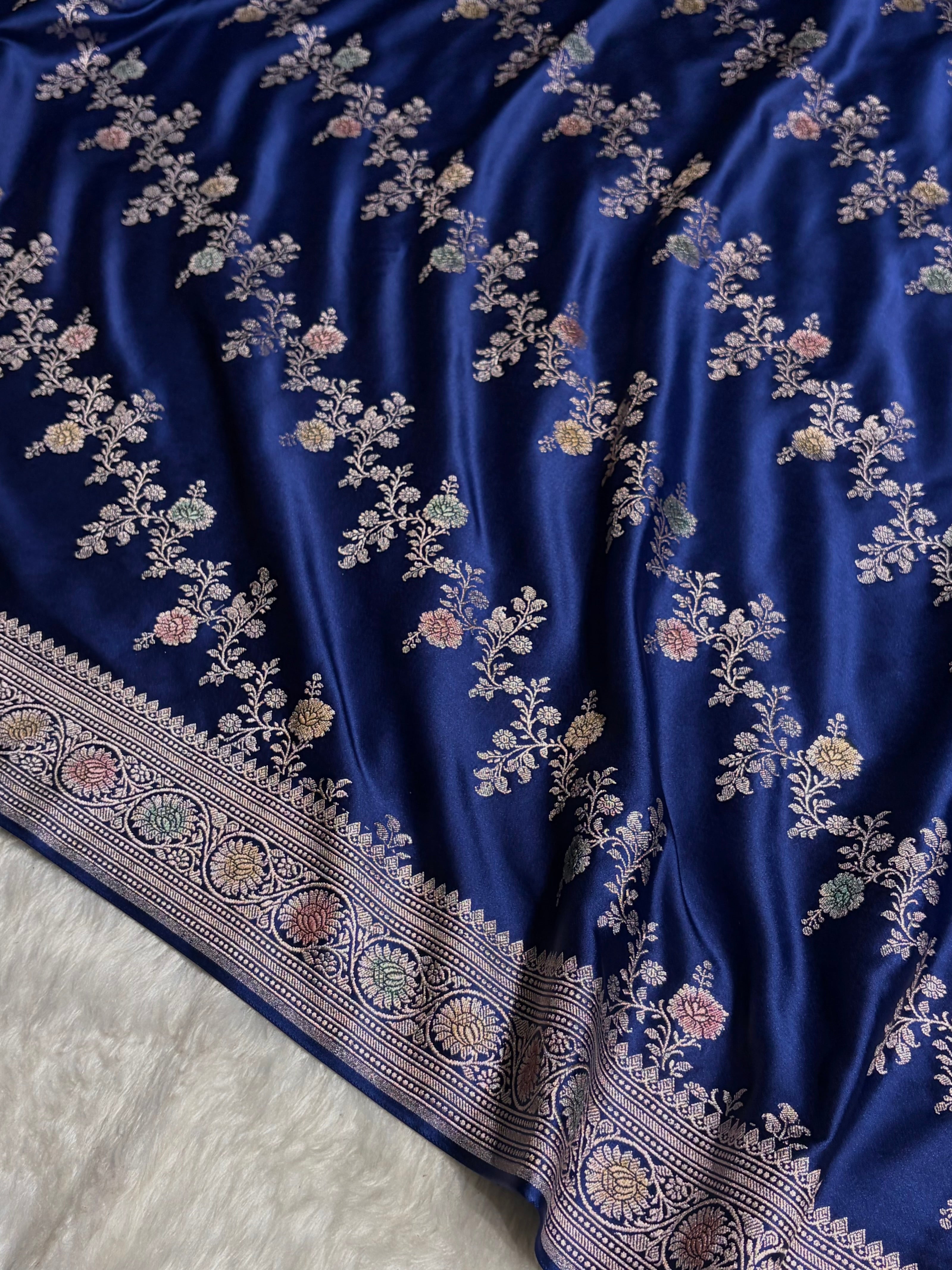 Royal Blue Minakari Banarasi Cross Mashru Silk Saree MS01