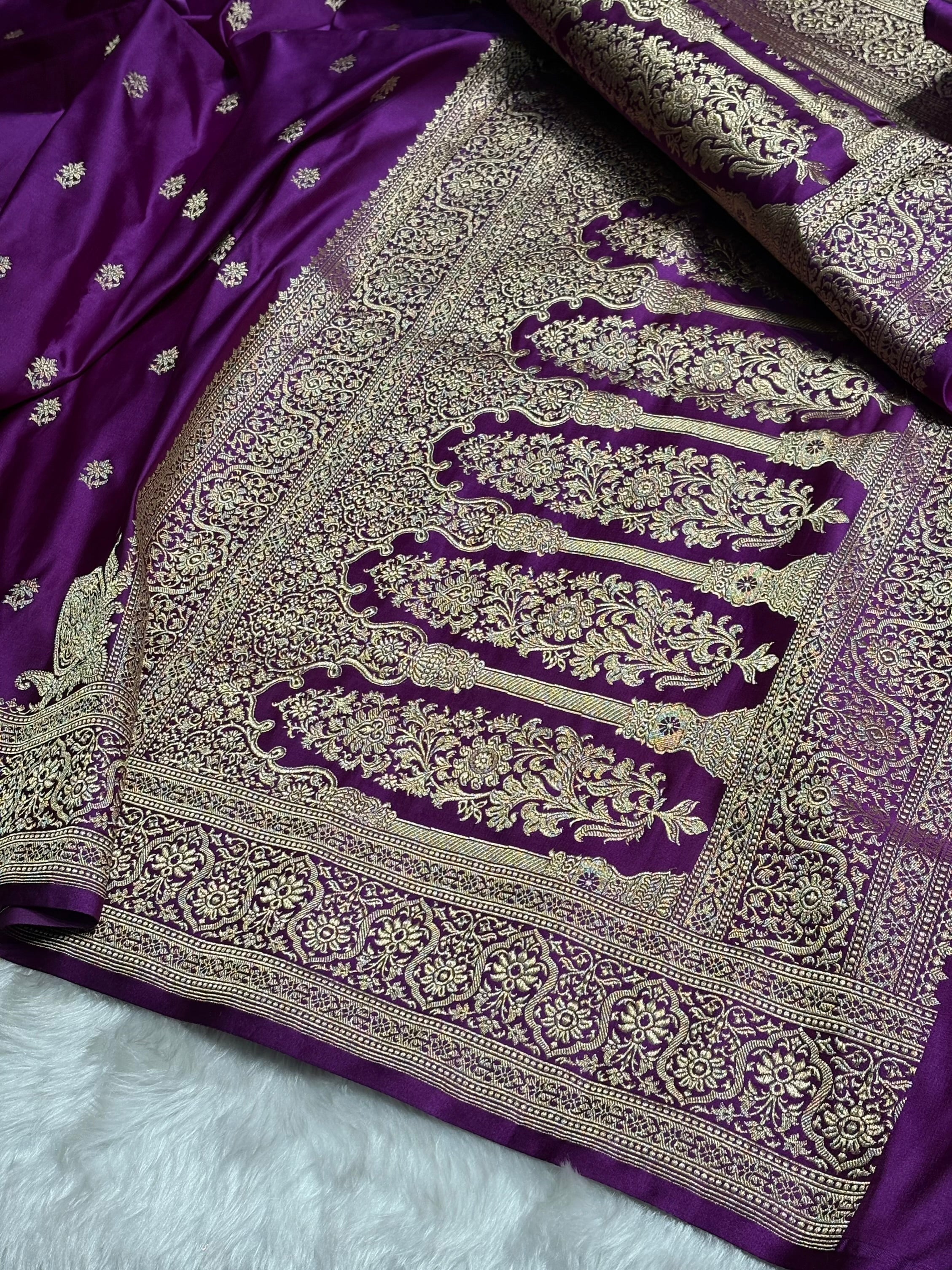 Magenta Floral Booti Katan Silk Saree SK62