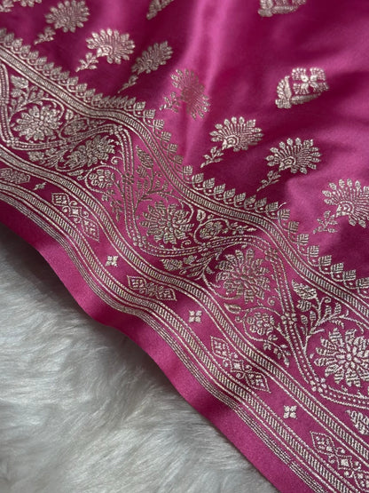 Pink Shades Floral Border Boota Mashru Silk Saree MS66