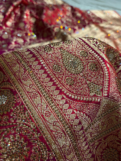 Bridal Cross Red Jaal with Swarovski Stone BSS13 (E)