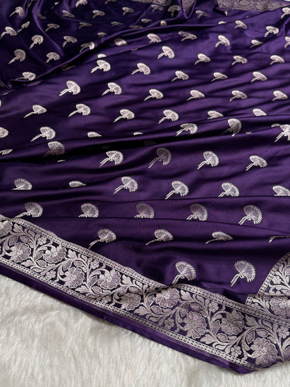 Purple Shades Floral Booti Mashru Silk Saree