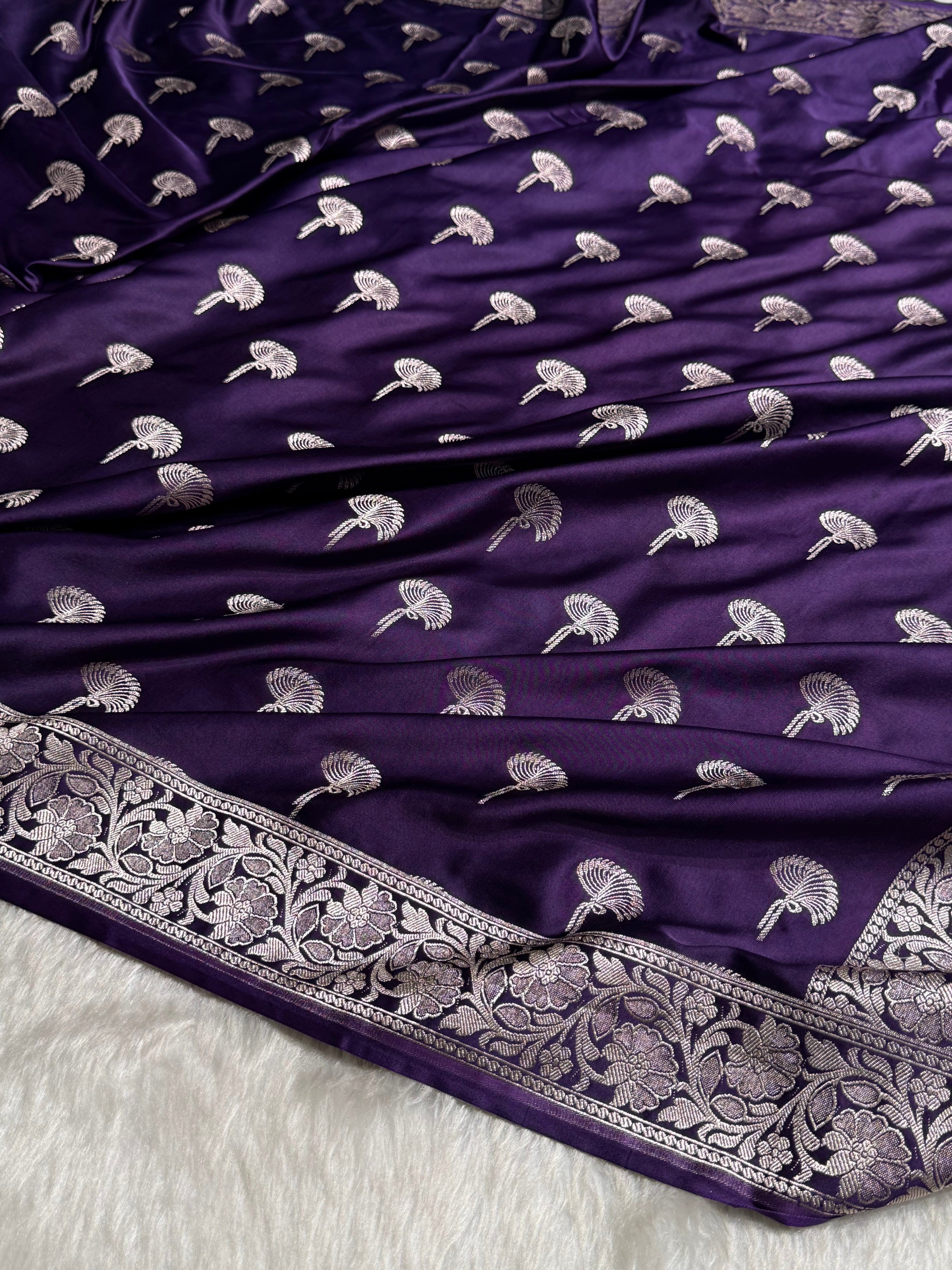 Purple Shades Floral Booti Mashru Silk Saree