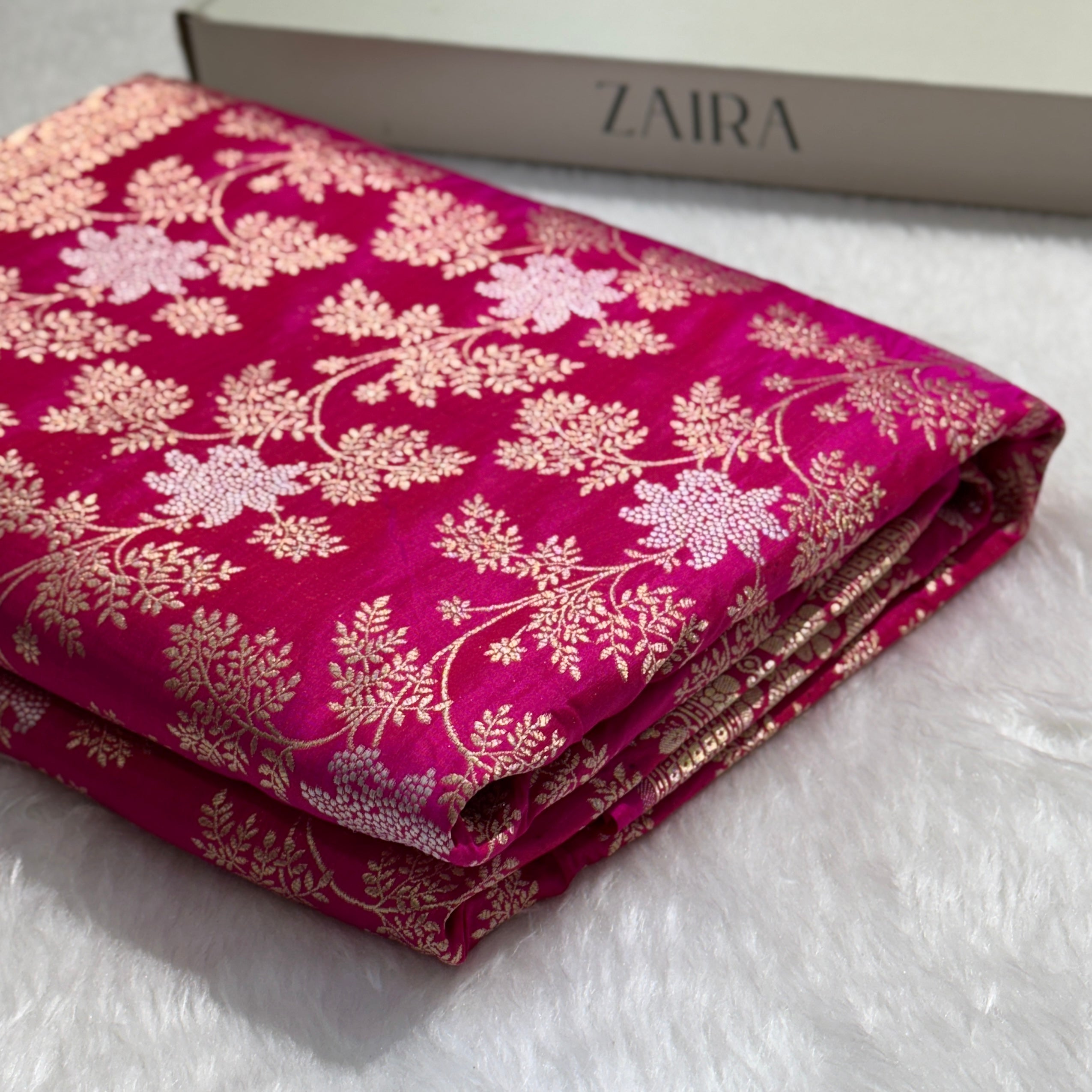 Pinkish Red Shades Rupa Sona Jaal Pure Katan Silk Handloom Banarasi Saree | SKU - ZP06