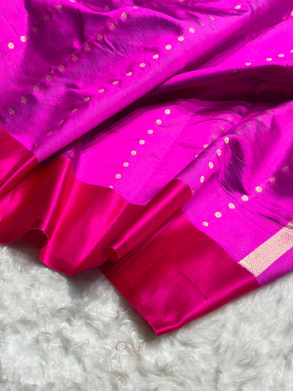 Contrast Pure Banarasi Organza Purple With Rama Floral Banarasi Silk Saree PO-13