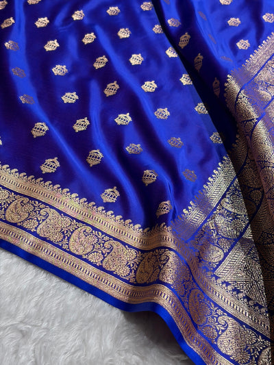 Banarasi Satin Katan Saree Booti Pattern in Royal Purple Shades SK137