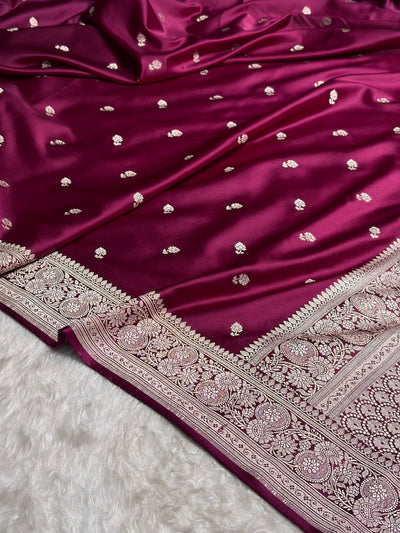 Banarasi Wine Shades Booti Mashru Silk Saree MCS73