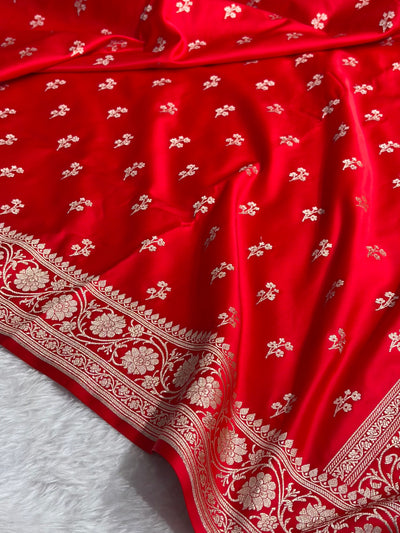 Red Shades Banarasi Boota Pattern Floral Mashru Silk Saree MSM-106