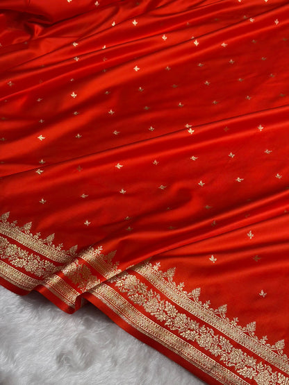 Orange Shades Banarasi Booti Katan Silk Saree SKM17