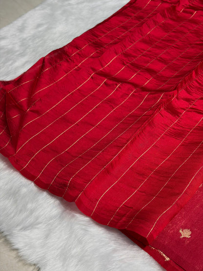 Pinkish Red Shades Rangkart Handwoven Pure Katan Raw Mango Silk RM-41