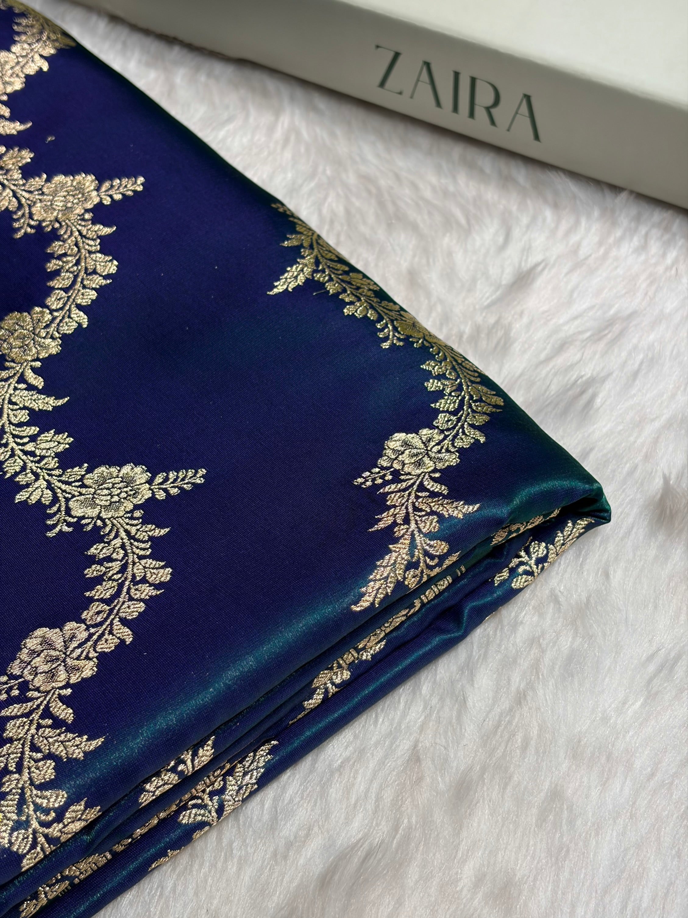 Peacock Shades Banarasi Satin Silk Saree SS35