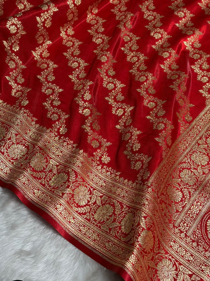 Red Shades Banarasi Satin Silk Saree SS32