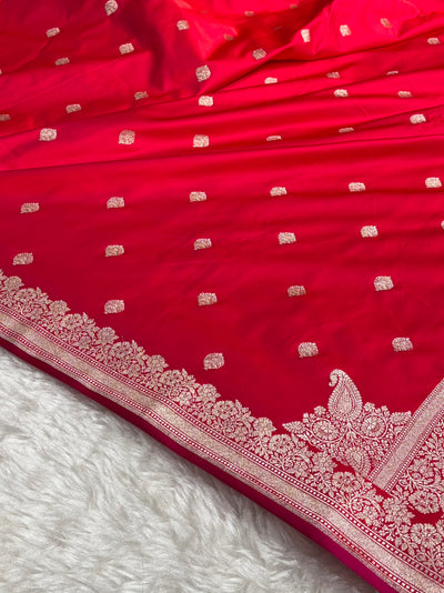 Banarasi Cross Red Shades Floral Boota Mashru Silk Saree MSM-60