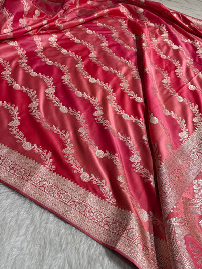 Baby Pink Rangkat Mashru Silk Saree With Cross Pattern MSRK03