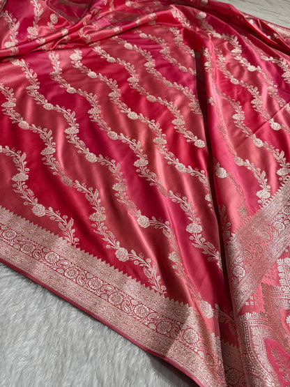 Baby Pink Rangkat Mashru Silk Saree With Cross Pattern MSRK03