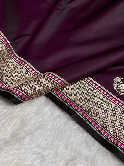 Plain Mashru with Dark Magenta Cross Shades MSM-51