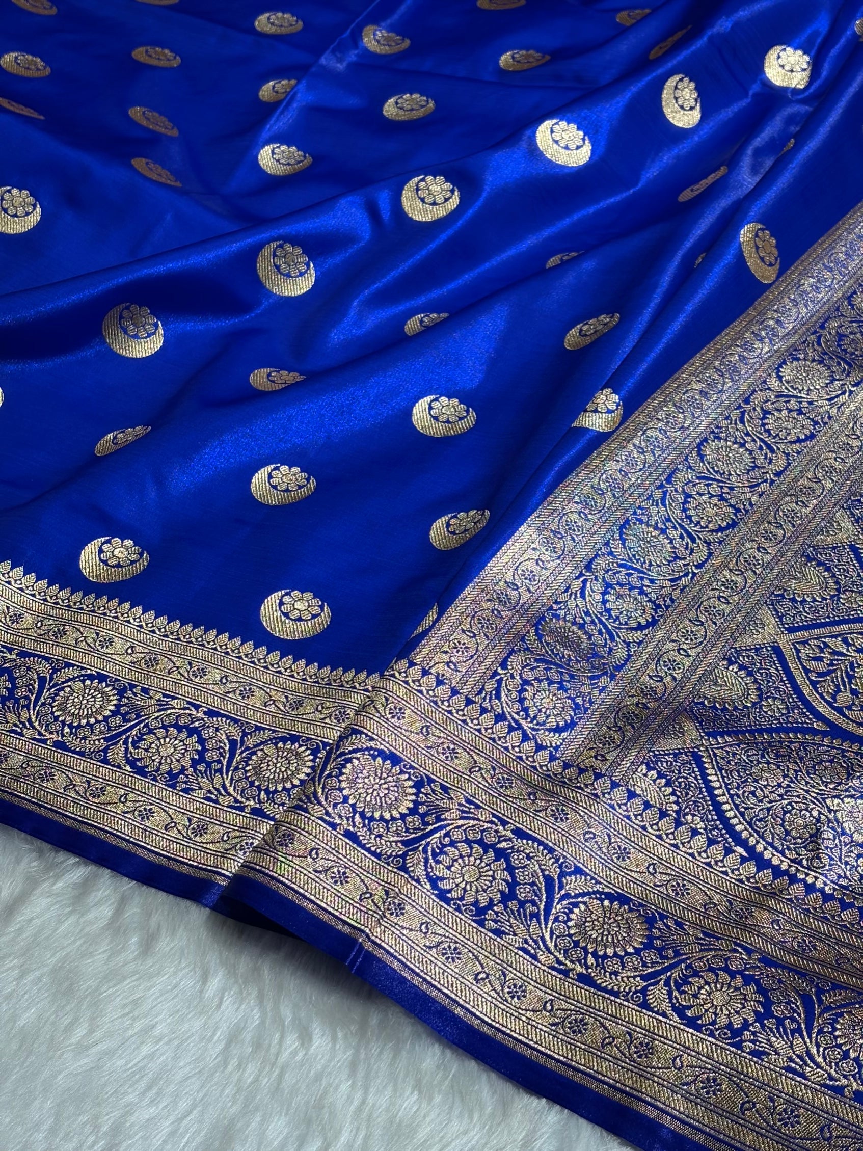 Bright Royal blue Chand Tara Satin Silk Saree SS04