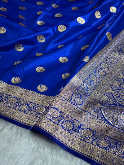 Bright Royal blue Chand Tara Satin Silk Saree SS04