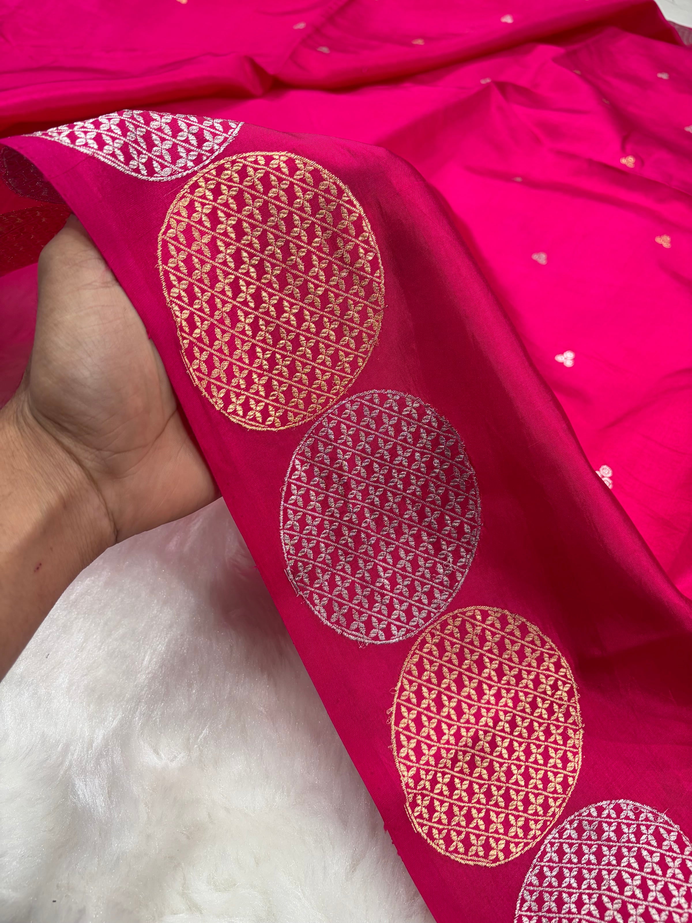 Banarasi Rani Shades Handwoven Pure Paper Silk Saree RM-87