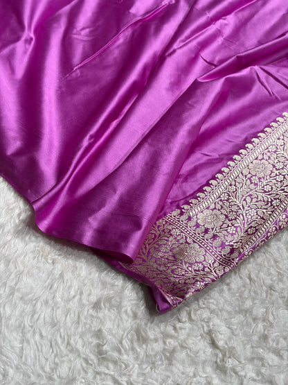 Banarasi Lavender Shades Booti Tanchoi Mashru Silk Saree