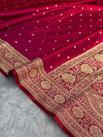 Satin Silk Dot Booti in Magentic Red Shades SS08