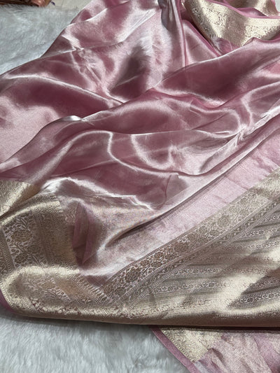 Baby Pink Shades Pure Tissue Silk Saree with Brocade Blouse PT-08