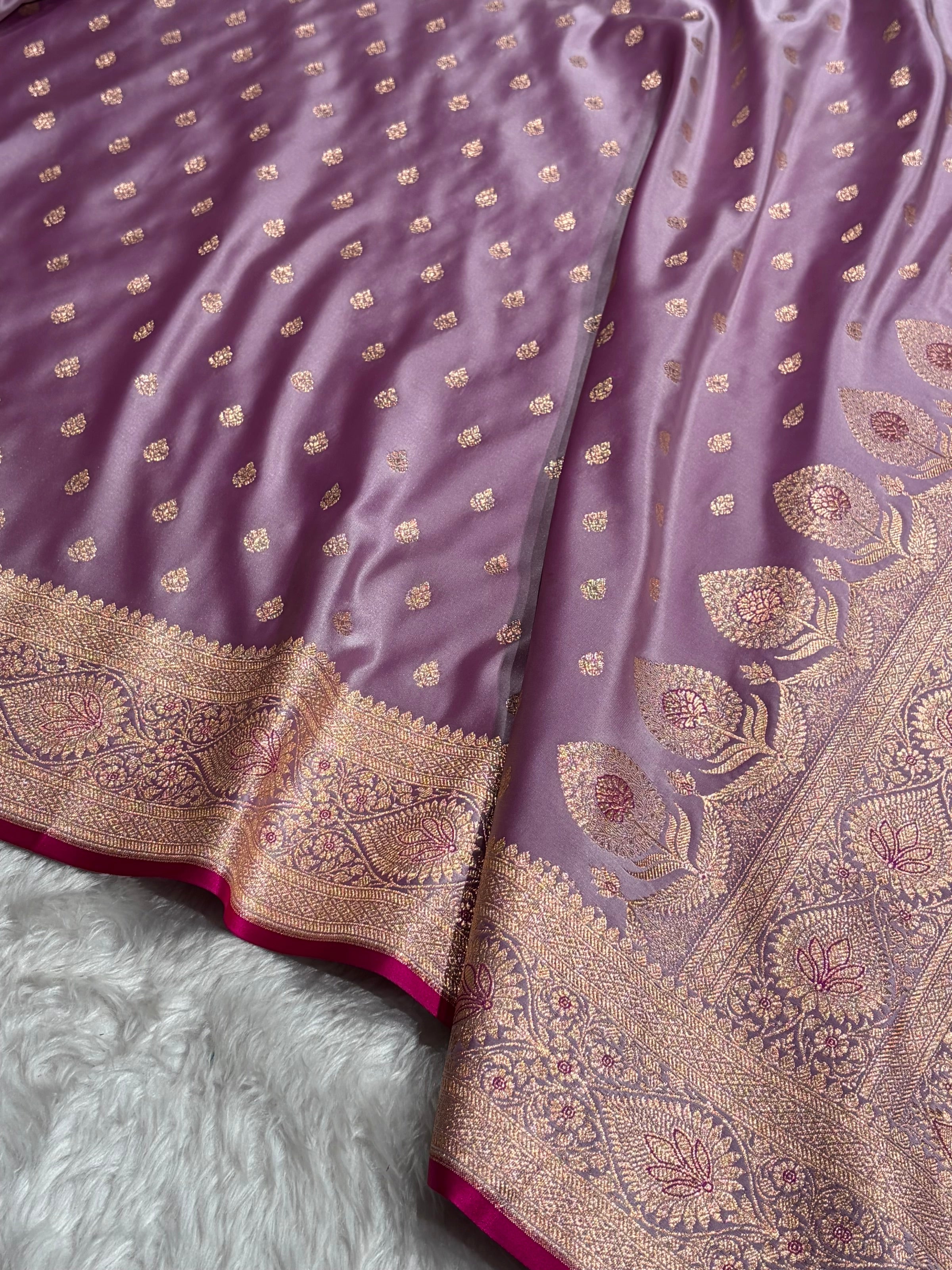 Banarasi Satin Katan Silk Saree In Grape Shades SK10