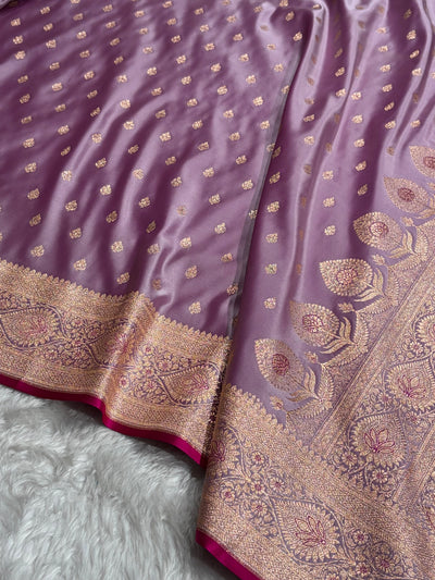 Banarasi Satin Katan Silk Saree In Grape Shades SK10