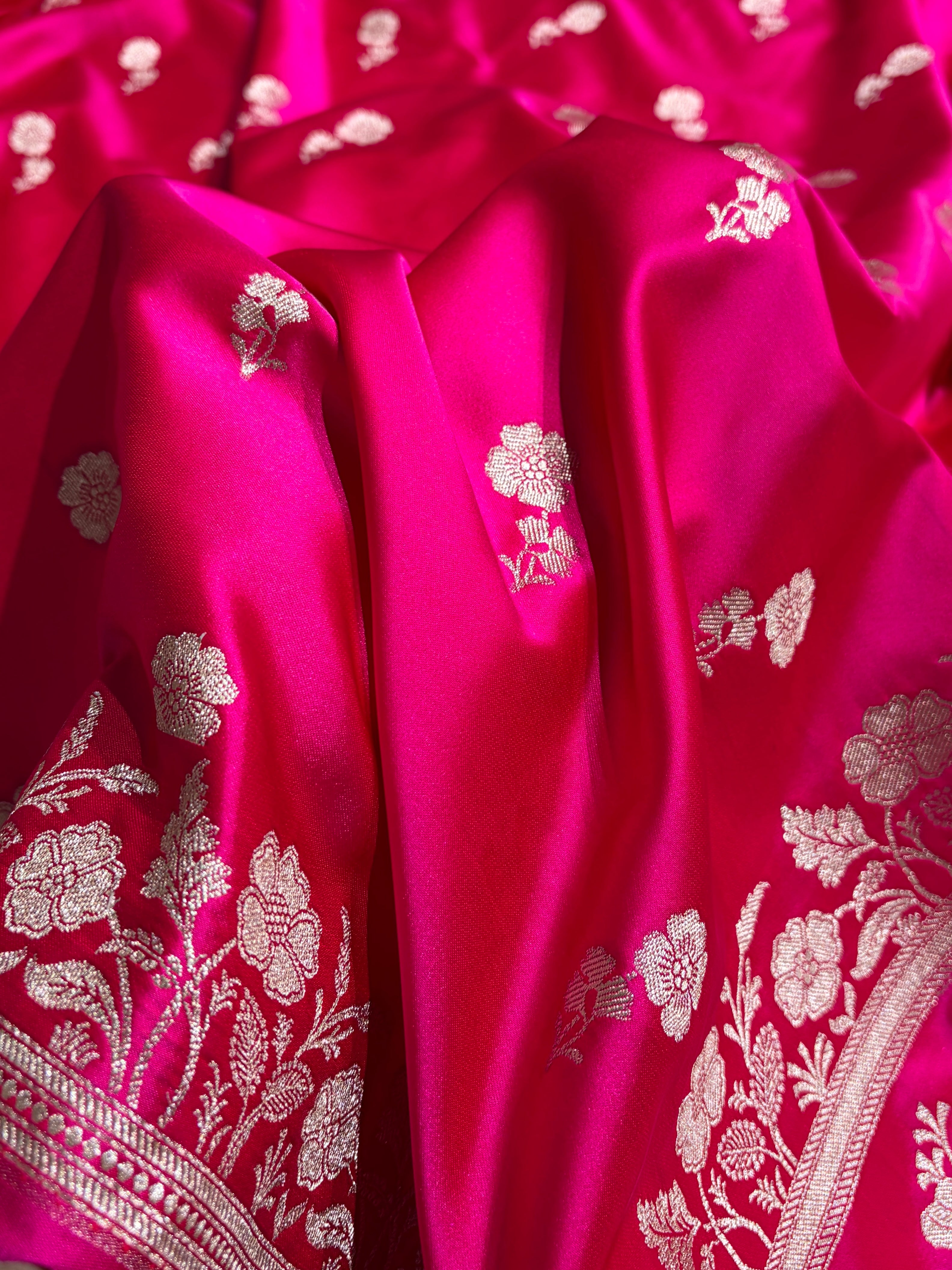 Rani Boota With Floral Border Mashru Silk Saree MSM-87