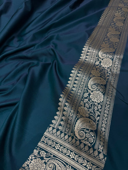 German Blue  Mashru Silk Saree for Festive Seasons MSM 66