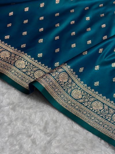 Banarasi Boota Katan Silk Saree In Peacock Shades SK03