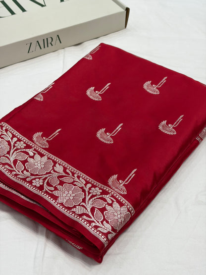 Red Shade With Booti Pattern Mashru Silk Saree