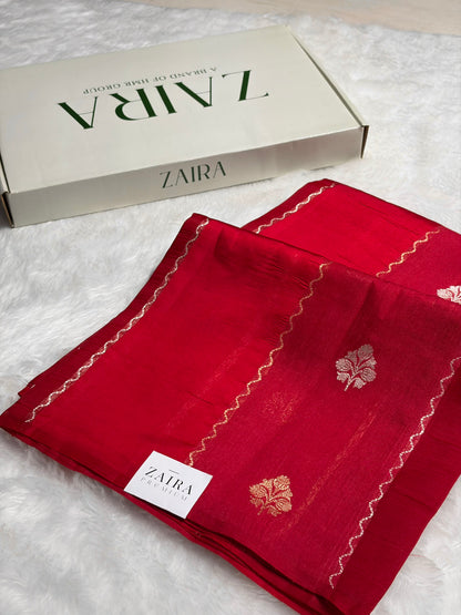 Pinkish Red Shades Rangkart Handwoven Pure Katan Raw Mango Silk RM-41