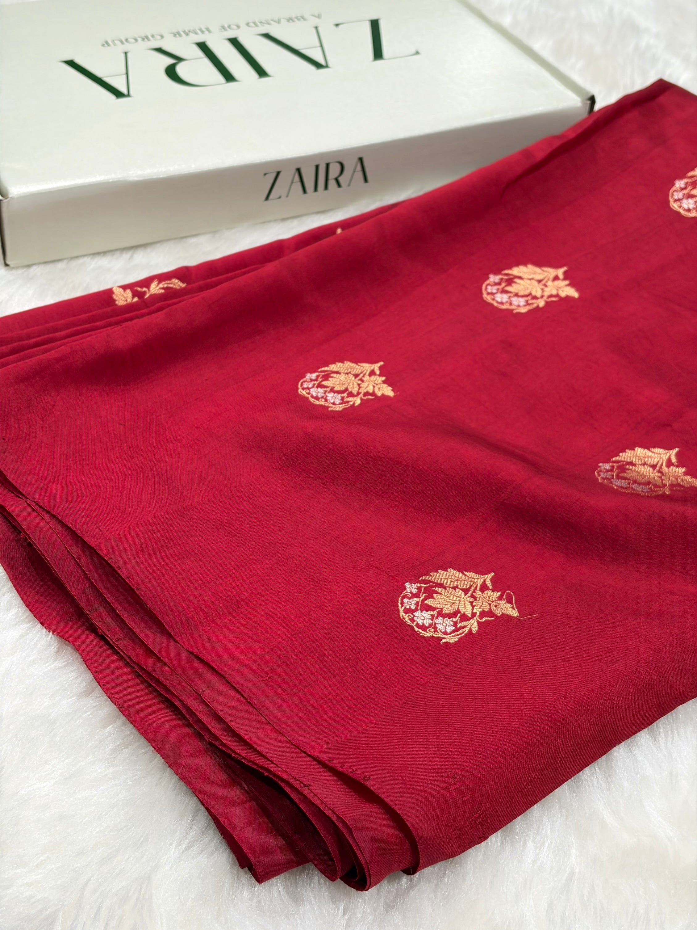 Banarasi Maroon Shades Minakari Boota Handwoven Pure Paper Silk Saree RM-92