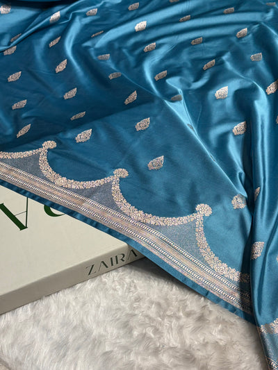 Firozi Shades Scallop Mashru Silk Saree MS20
