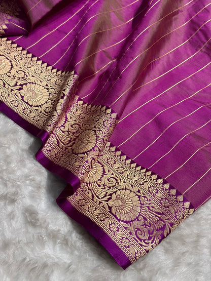 Contrast Pure Banarasi Organza Pista Green With Wine Floral Banarasi Silk Saree PO-11