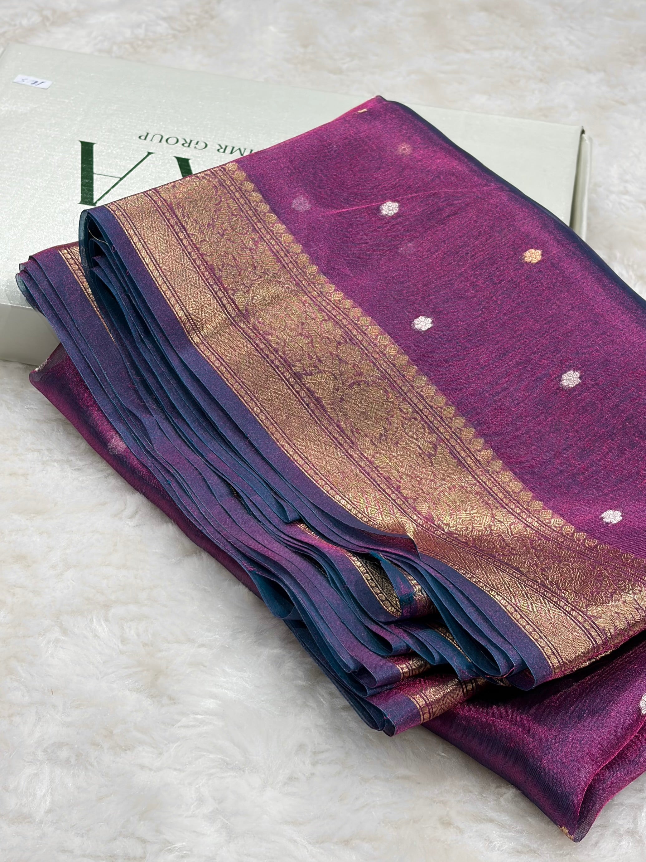 Purple Shades Boota Pure Tissue Silk Saree PT-21