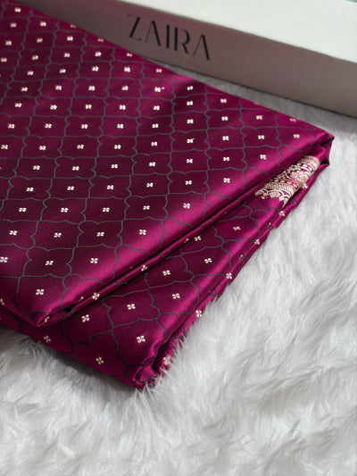 Wine Cross Shades Tanchoi Motif Mashru Silk Saree MST-13
