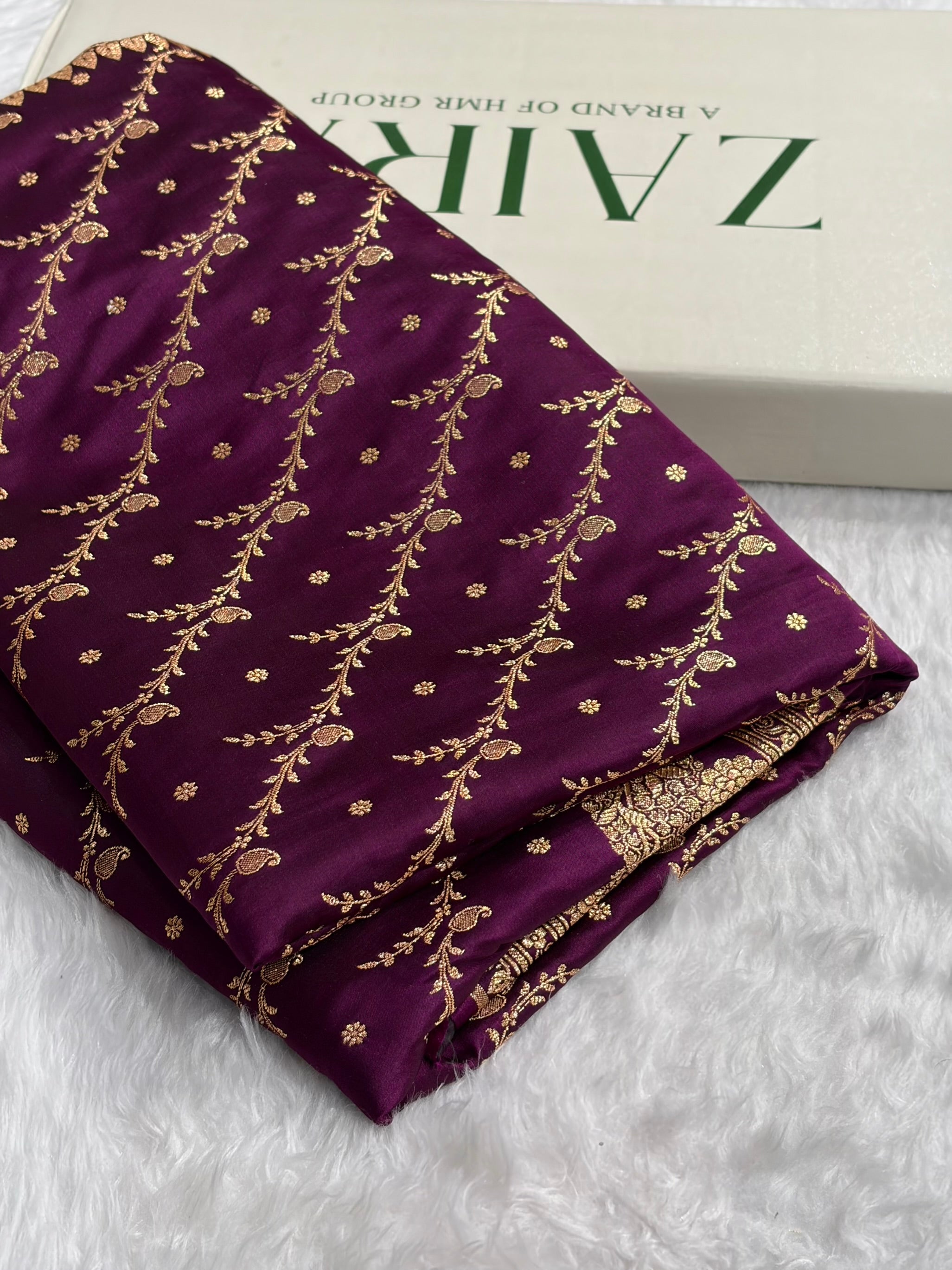 Banarasi Satin Katan Saree With Boota in Wine Shades SK105
